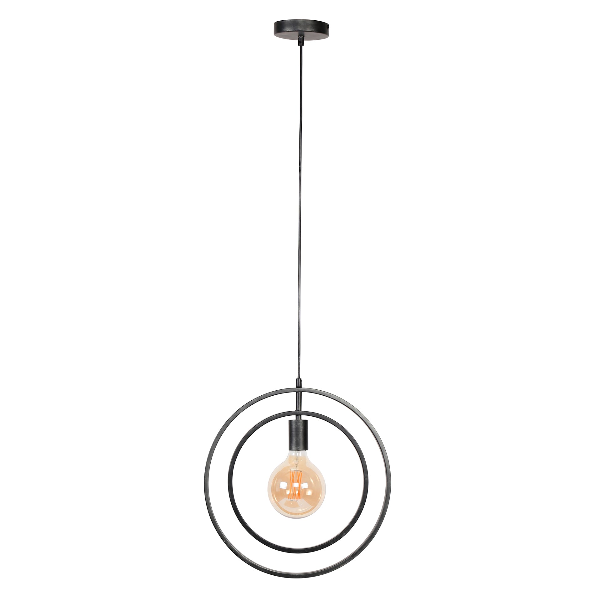 Hängeleuchte Carino 1-flammig – Metall-Leuchte 40×150×30 cm mit drehbarem Kreis, Charcoal-Finish, höhenverstellbar, E27, LED geeignet