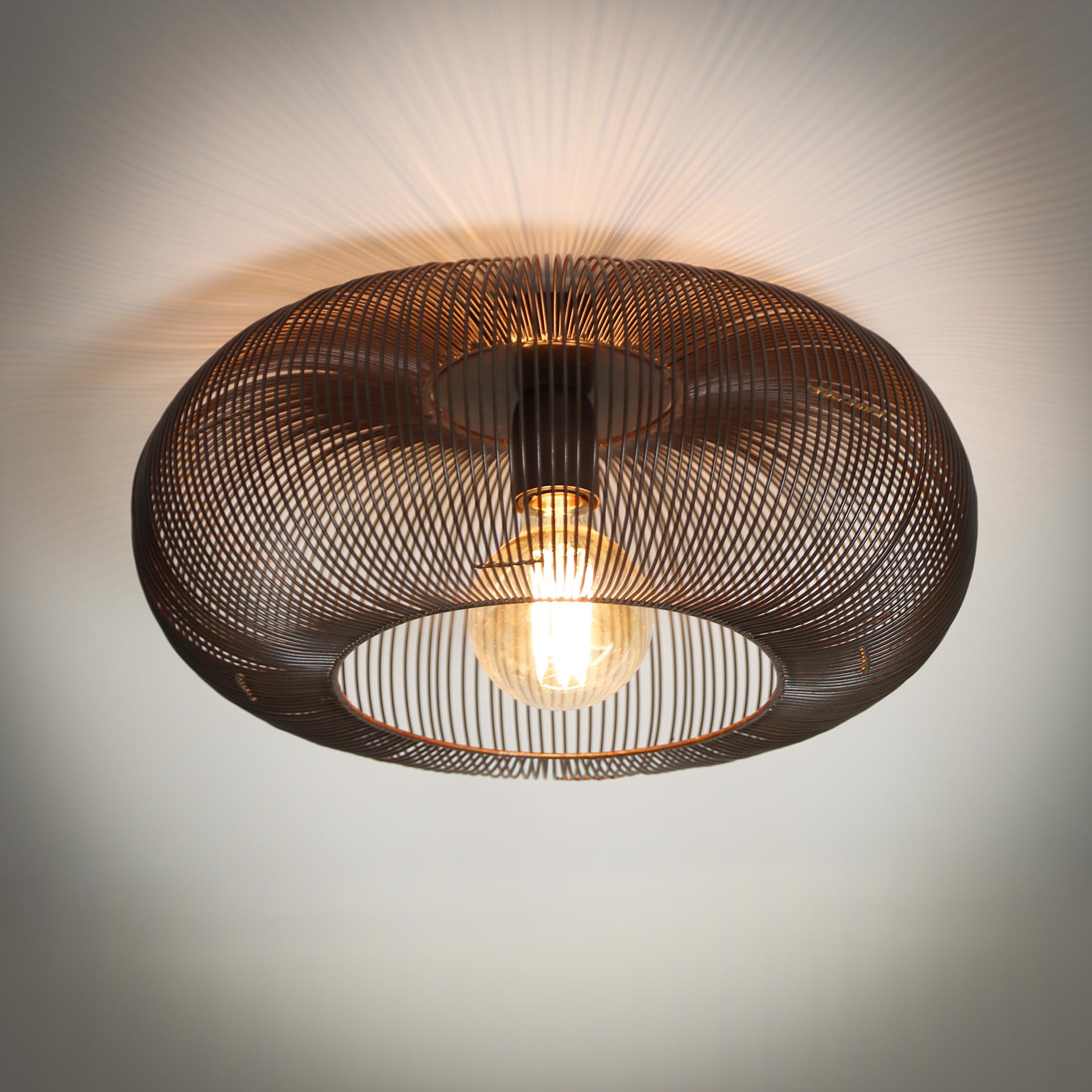 Deckenleuchte Vecchio 1-flammig Ø43x20 cm – Moderne Deckenlampe aus Metall mit goldenen Details