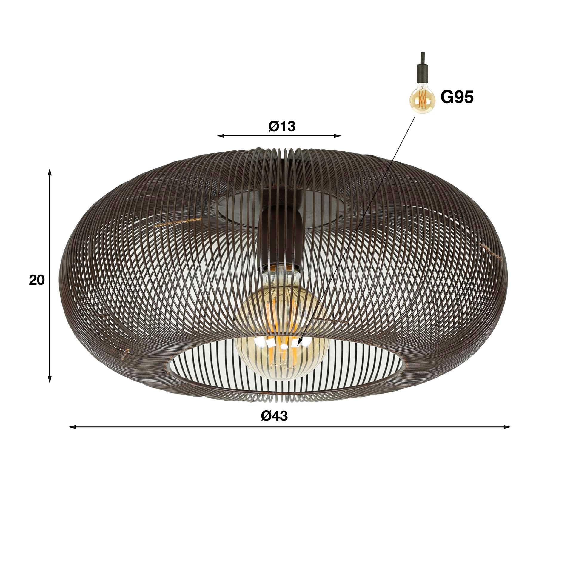 Deckenleuchte Vecchio 1-flammig Ø43x20 cm – Moderne Deckenlampe aus Metall mit goldenen Details