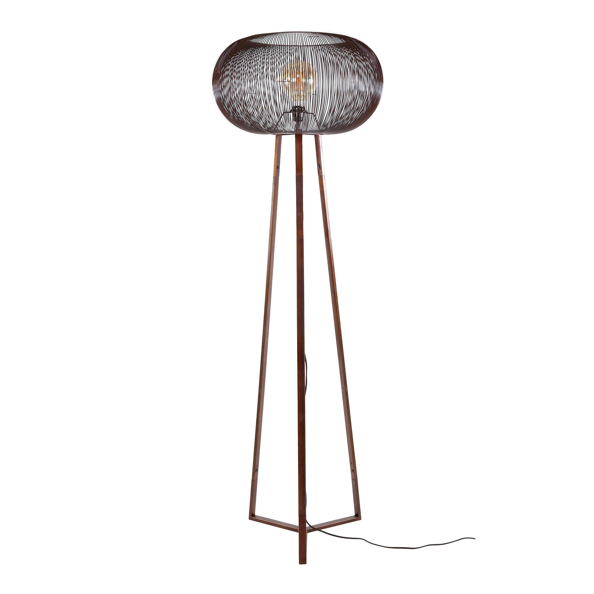Stehleuchte Vecchio 1-flammig 55x55x170 cm – moderne Metall-Lampe mit goldenem Scheibenschirm im Industrial Design