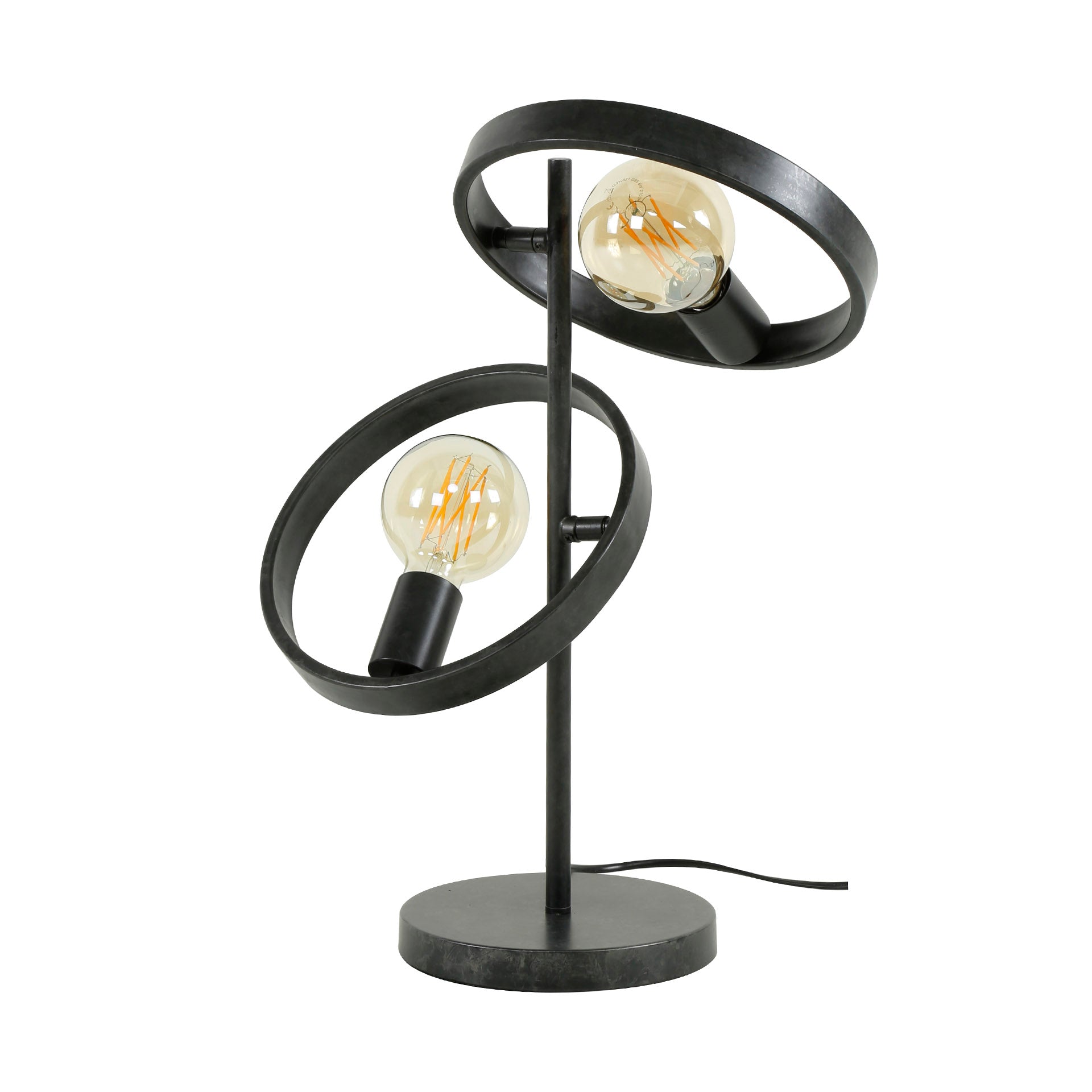Tischleuchte Leggero 2-flammig 42x26x53 cm – moderne schwarze Metall-Leuchte mit Ø26 cm Schirmen & E27 LED