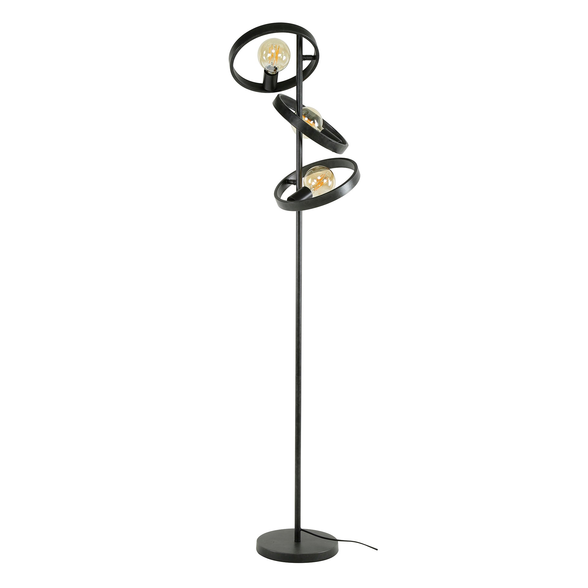 Stehleuchte Leggero 3-flammig 40x40x155 cm – moderne schwarze Metall-Leuchte mit Ø26 cm Schirmen, E27 LED geeignet