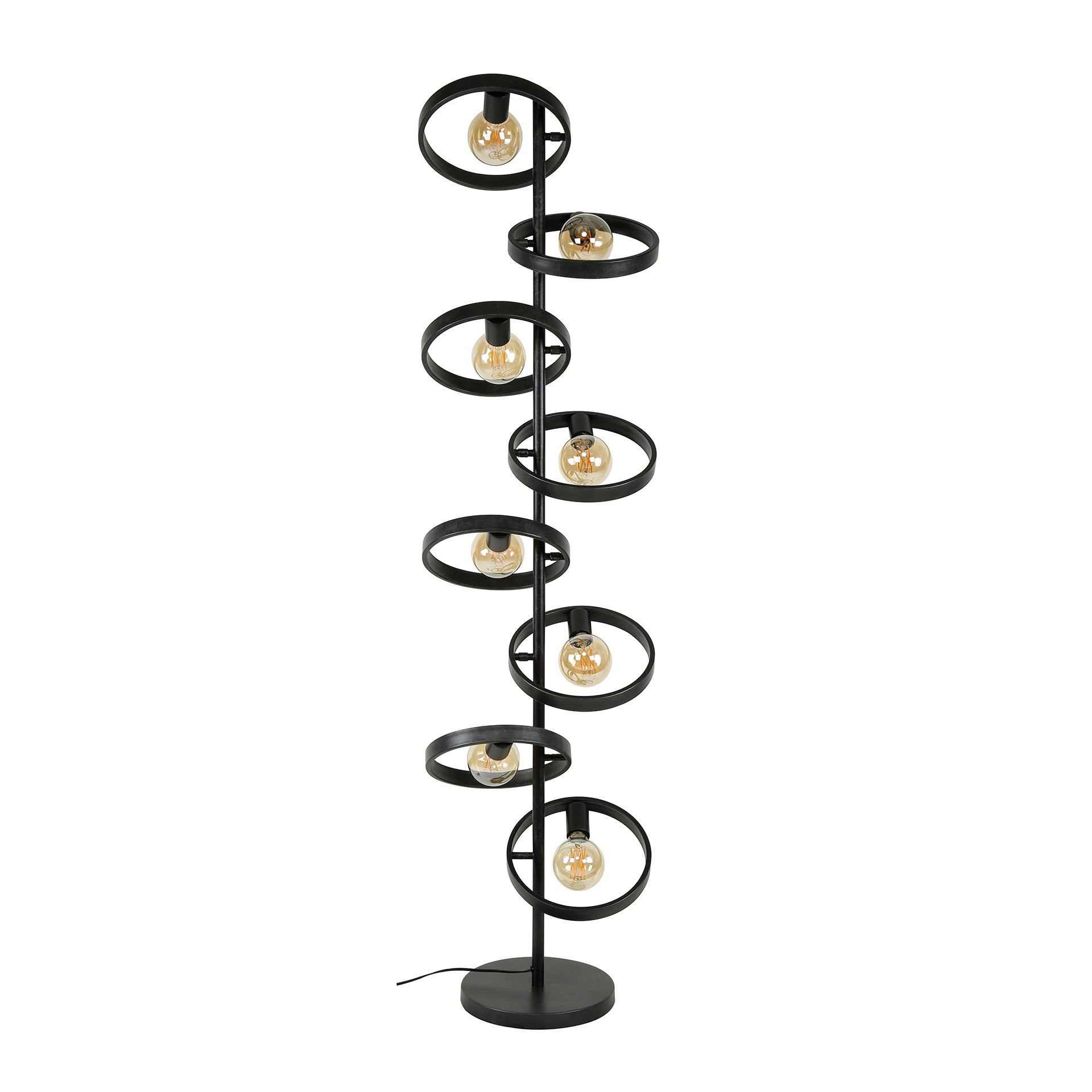 Stehleuchte Leggero 8-flammig 42x26x160 cm – moderne schwarze Metall-Leuchte mit Ø26 cm Schirmen, E27 LED geeignet