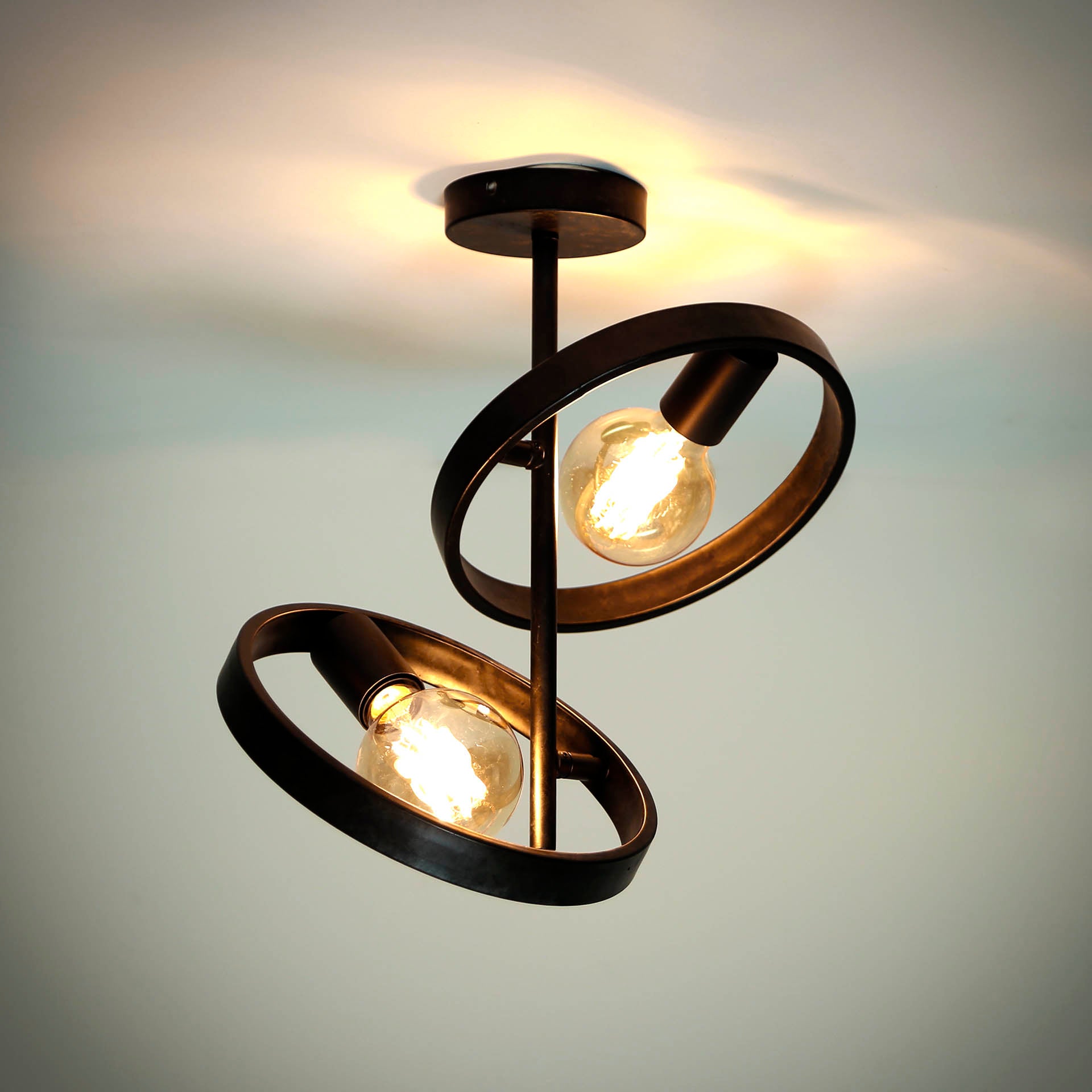Deckenleuchte Leggero 2-flammig 42x26x37 cm – moderne Metall-Deckenlampe in Schwarz für E27 LED-Leuchtmittel
