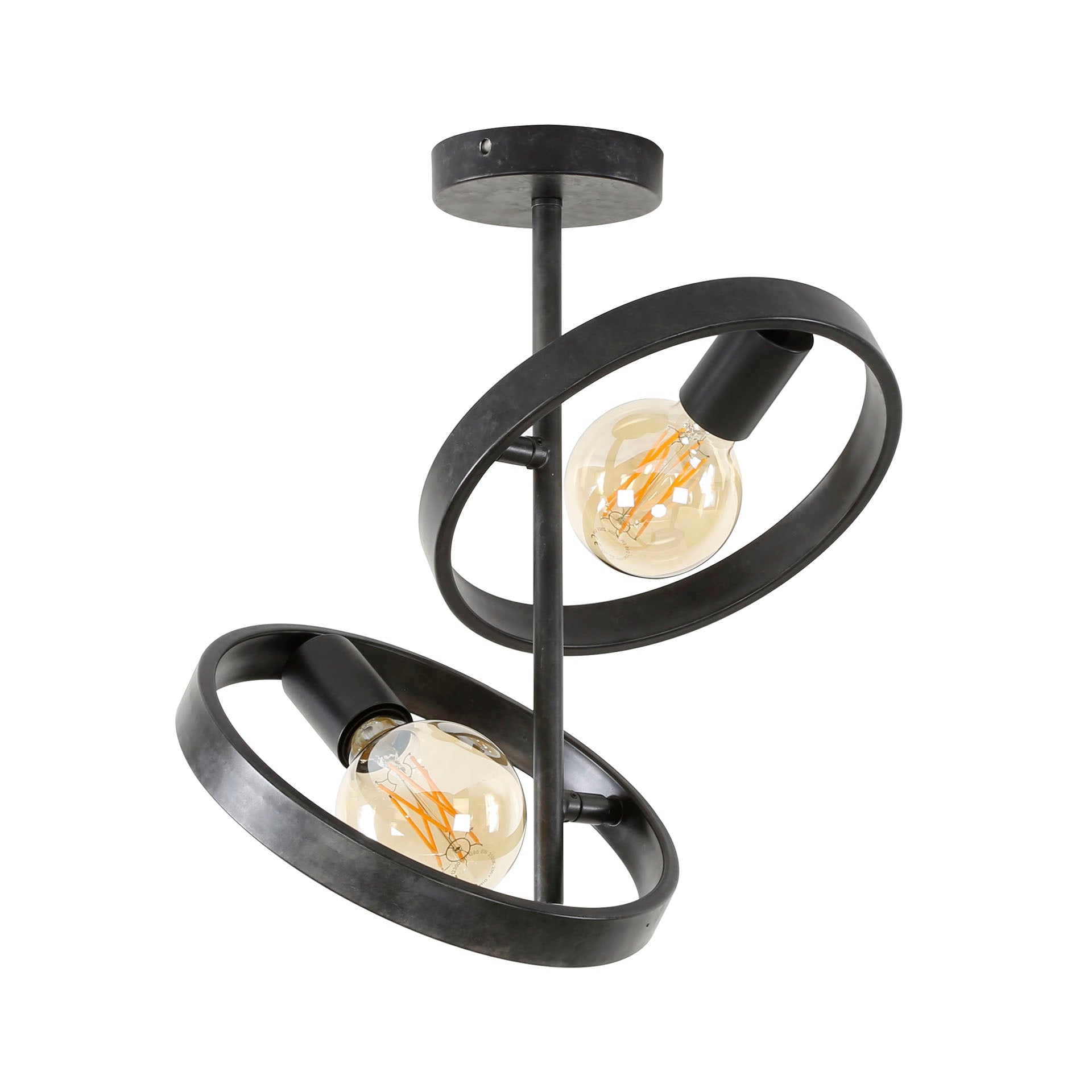 Deckenleuchte Leggero 2-flammig 42x26x37 cm – moderne Metall-Deckenlampe in Schwarz für E27 LED-Leuchtmittel