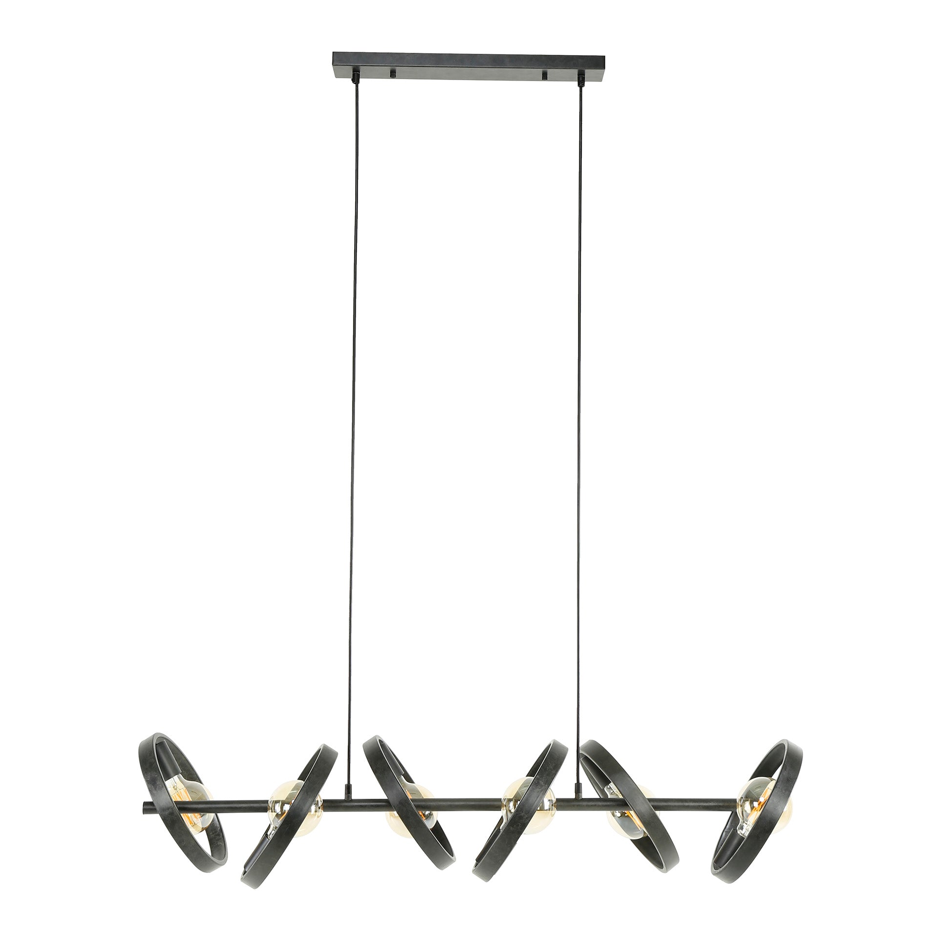 Hängeleuchte Leggero 6-flammig 120x42x150 cm – moderne schwarze Pendelleuchte aus Metall mit Ø26 cm Schirmen, E27 LED geeignet