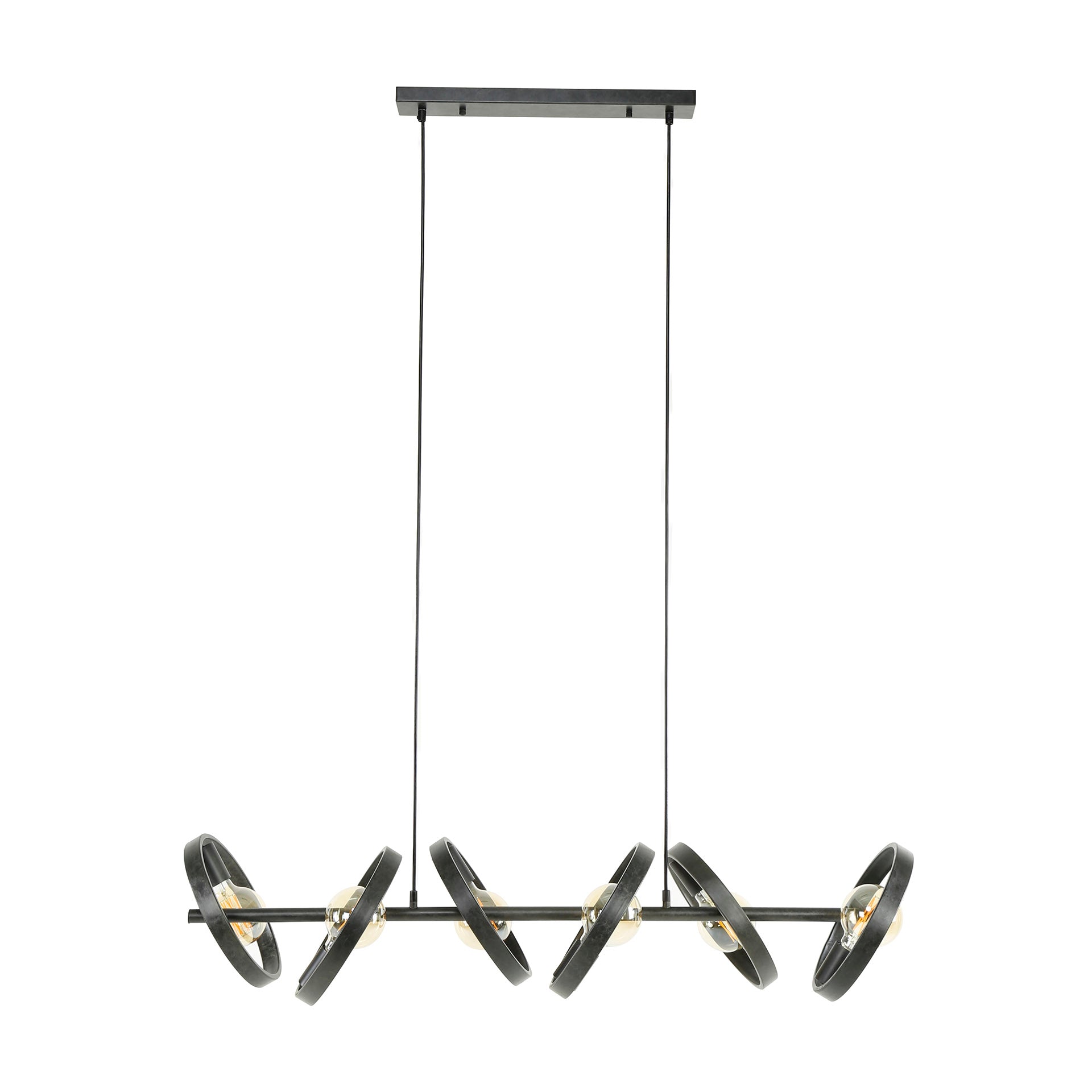 Hängeleuchte Leggero 6-flammig 120x42x150 cm – moderne schwarze Pendelleuchte aus Metall mit Ø26 cm Schirmen, E27 LED geeignet