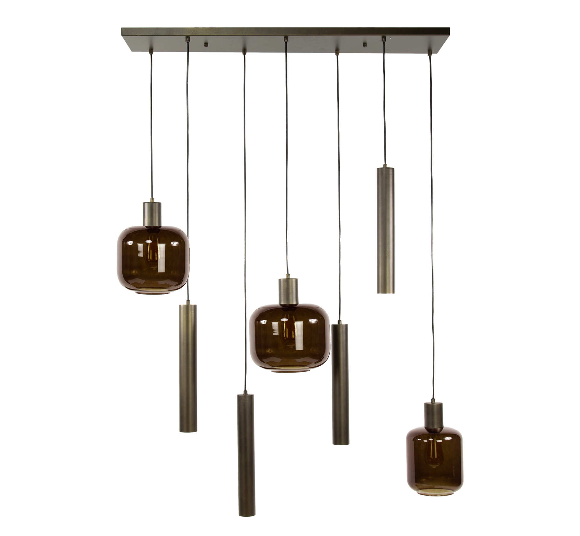 Pendelleuchte Corva – 7-flammig, Metall & Glas, höhenverstellbar bis 150 cm, inkl. LED-Leuchtmittel