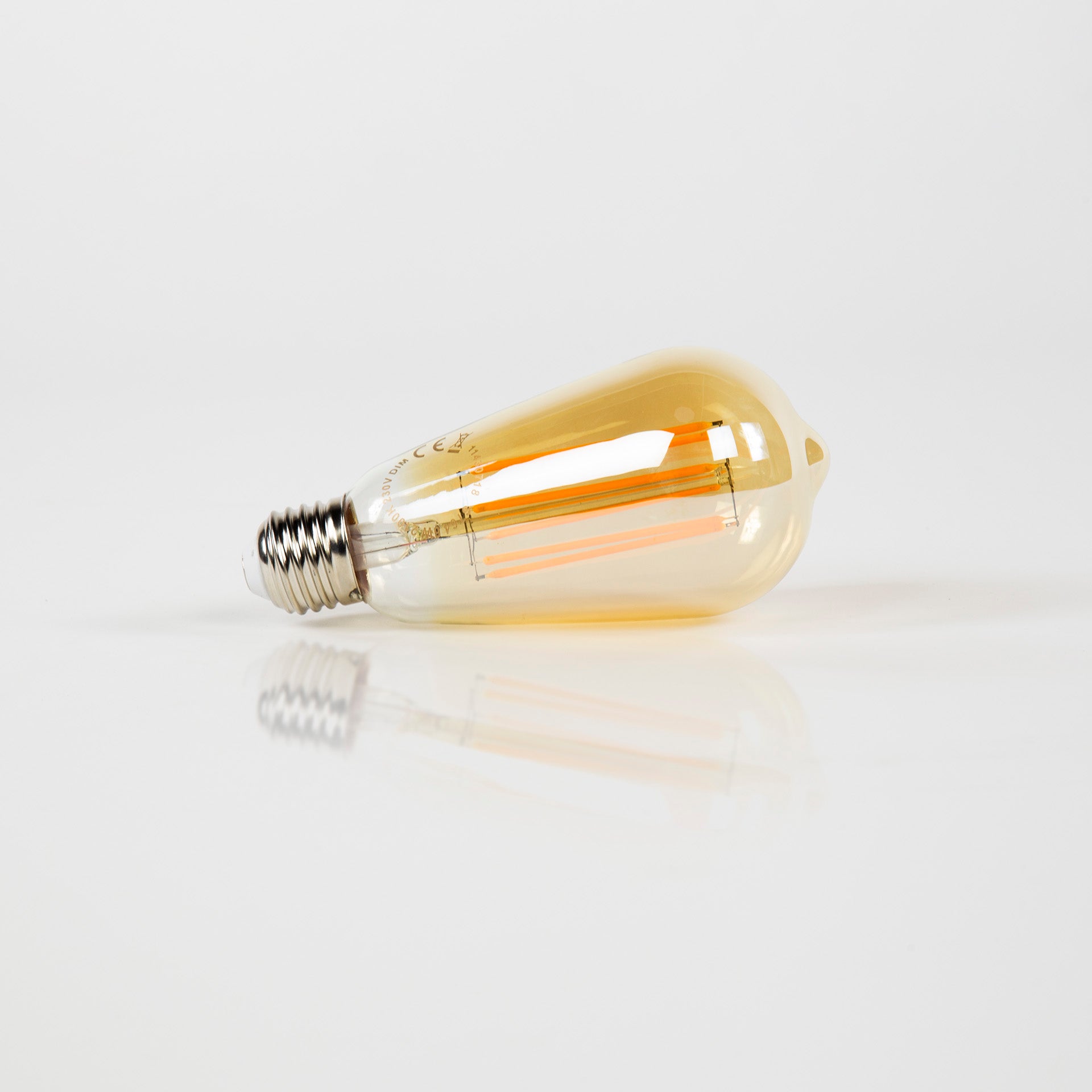 LED Filament ST64 Tröpfchen E27 Ø6,4x14 cm – dimmbar 6W, 2100K extra warmweiß, 450 lm, Amber-Glas (Vintage/Edison)