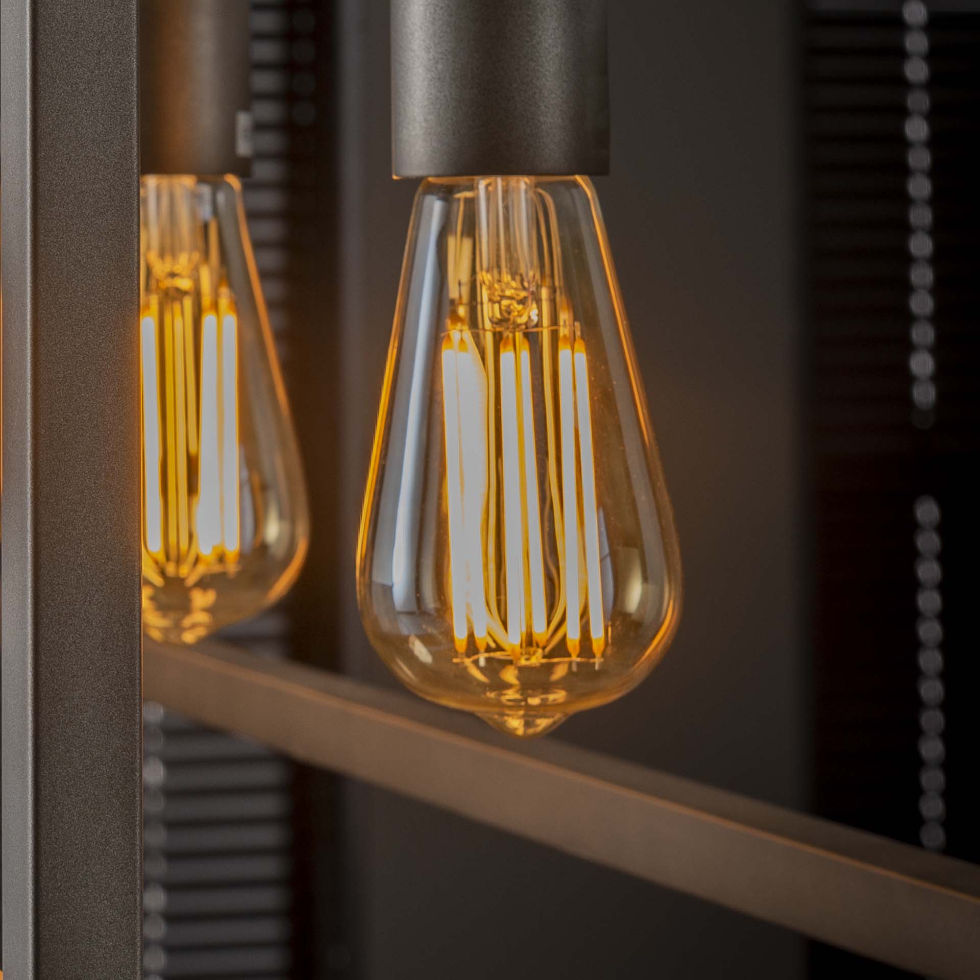 LED Filament ST64 Tröpfchen E27 Ø6,4x14 cm – dimmbar 6W, 2100K extra warmweiß, 450 lm, Amber-Glas (Vintage/Edison)