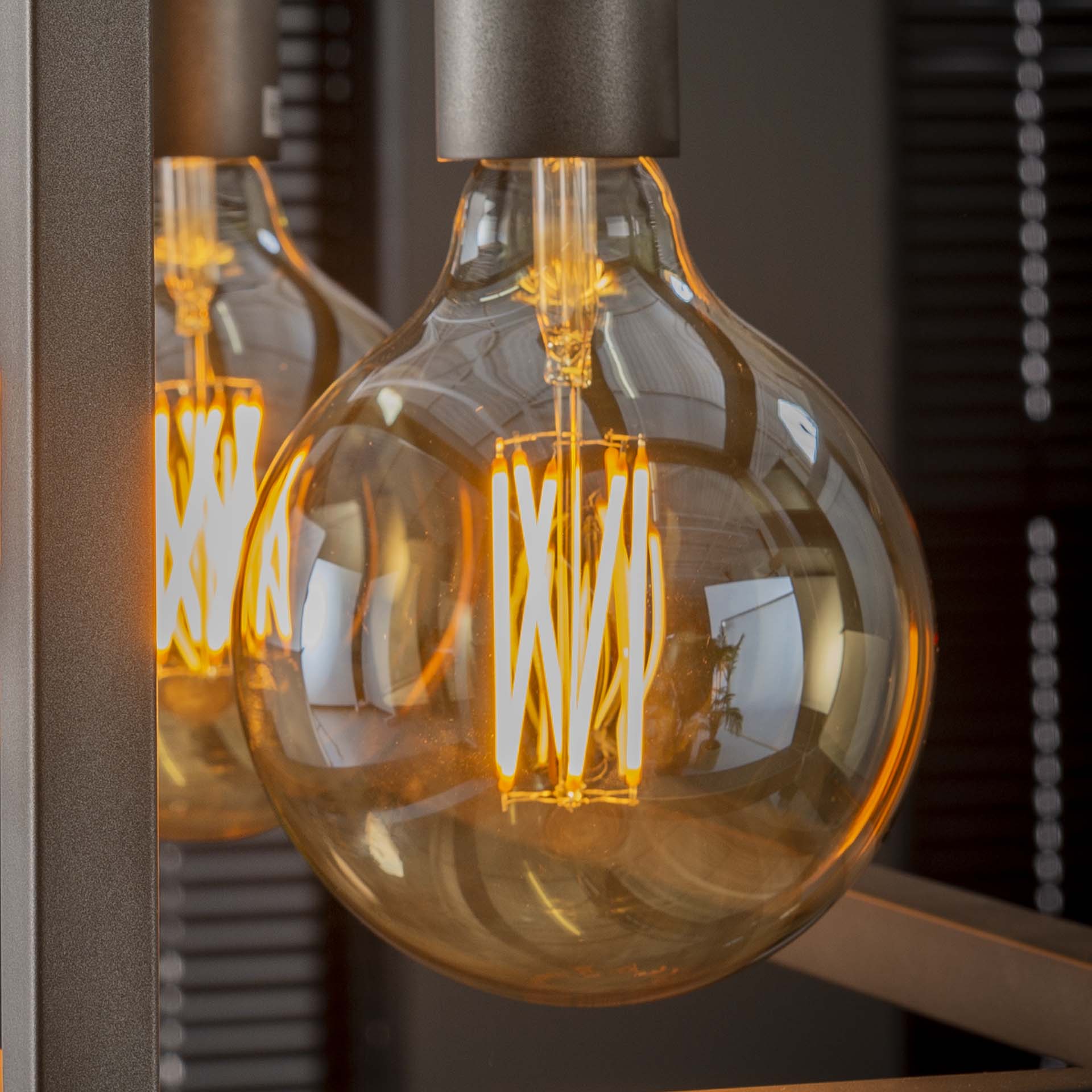 LED Filament Globus G125 Ø12,5 cm E27 – dimmbar in Amber & Rauchgrau, 6W, 2100K/2700K, 450/270 lm