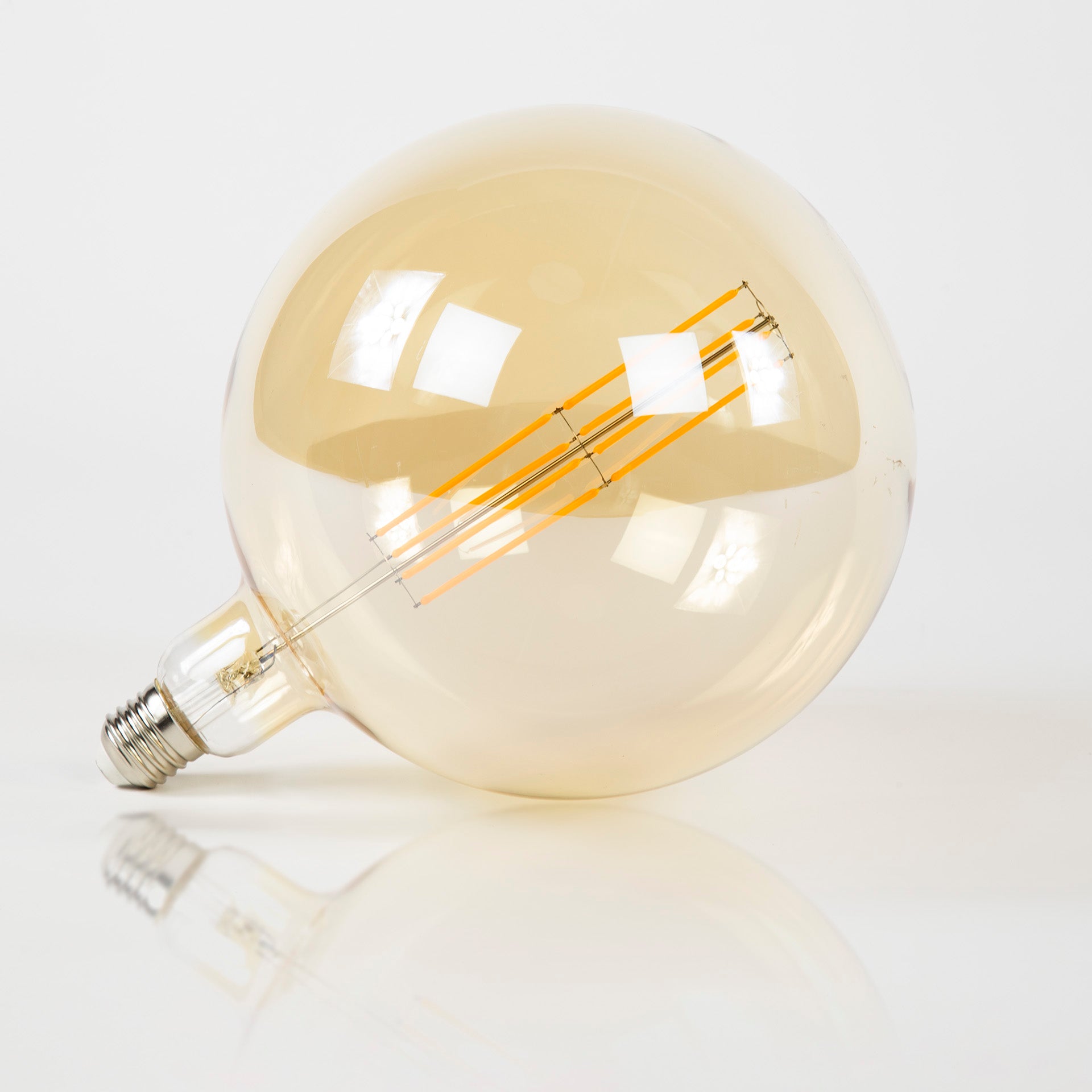 LED Filament Globus G200 Ø20 cm E27 – dimmbar in Amber & Rauchgrau, 8W, 2100K/2700K, 480/200 lm