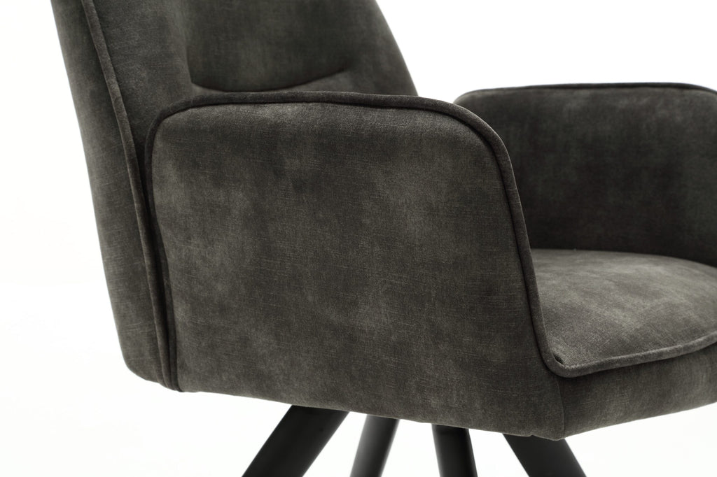 Esszimmerstuhl Oli Jägergrün – Samt & schwarze Metallbeine, 60×65×89 cm, eleganter Polsterstuhl mit Armlehnen