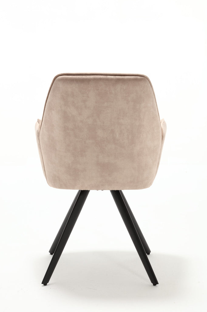 Esszimmerstuhl Oli Beige – Samt & schwarzes Metall, 60×65×89 cm, moderner Stuhl mit Armlehne für stilvolle Essbereiche
