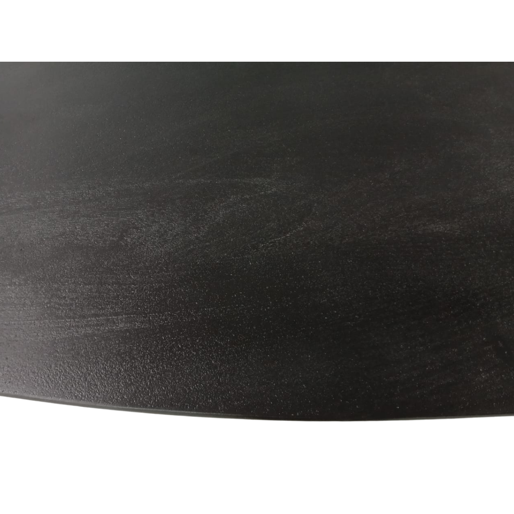 Esstisch Jacky Schwarz Oval 240x110x76 cm – moderner Mangoholztisch mit Metallgestell