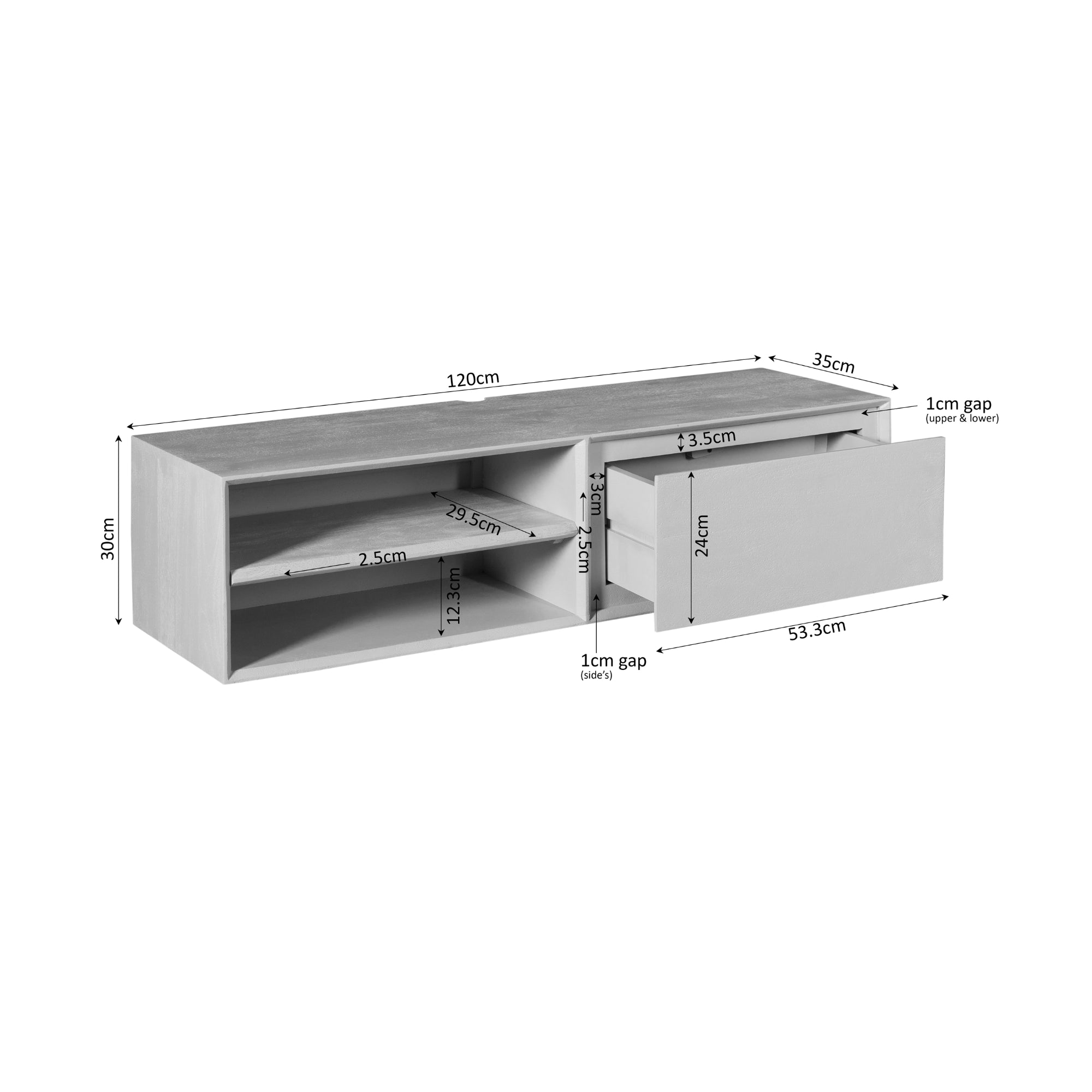 Schwebendes TV-Möbel Ambiance Braun | 120 cm