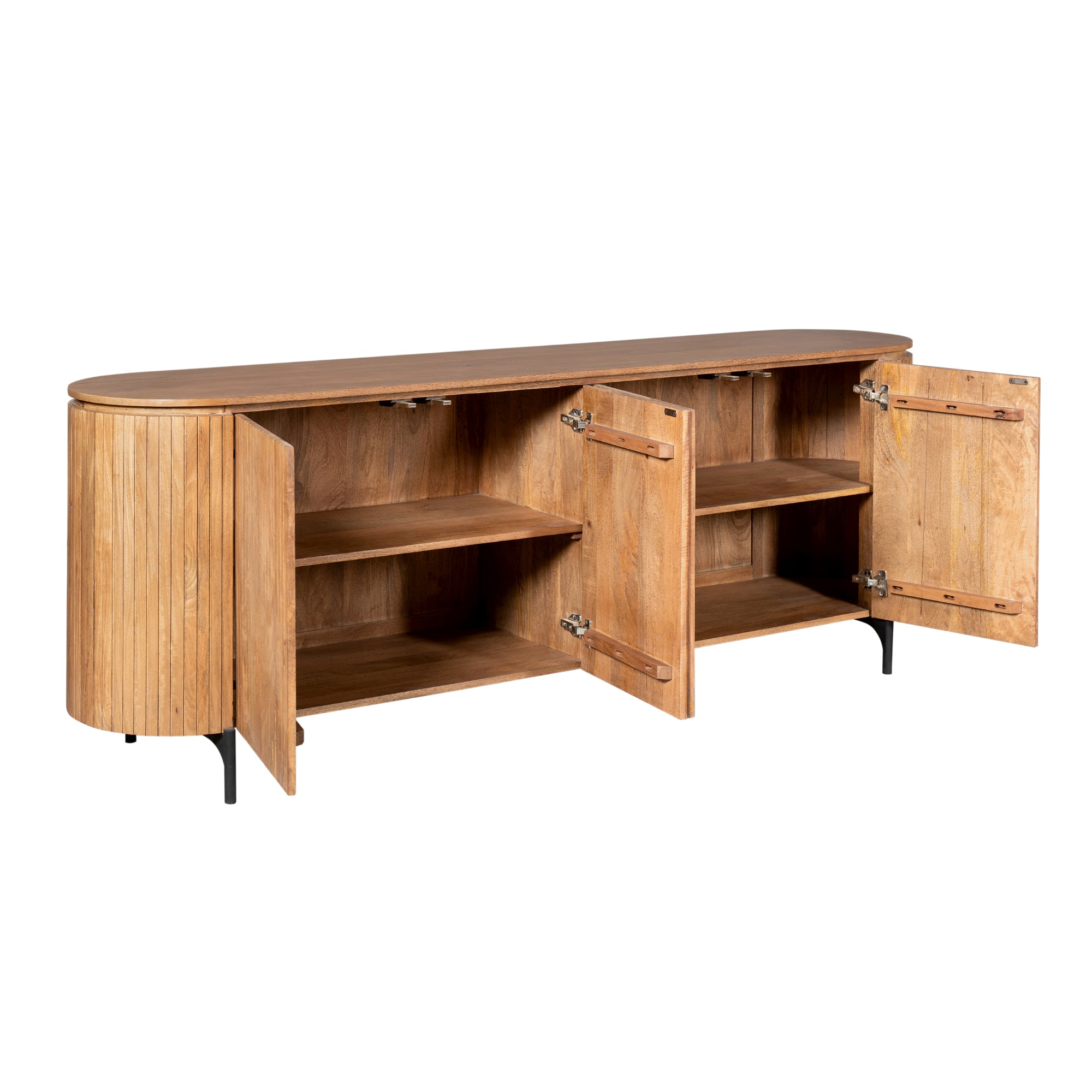Sideboard Sole Natur 210x45x90 cm – moderne Mangoholz Kommode mit Lamellenfront & viel Stauraum