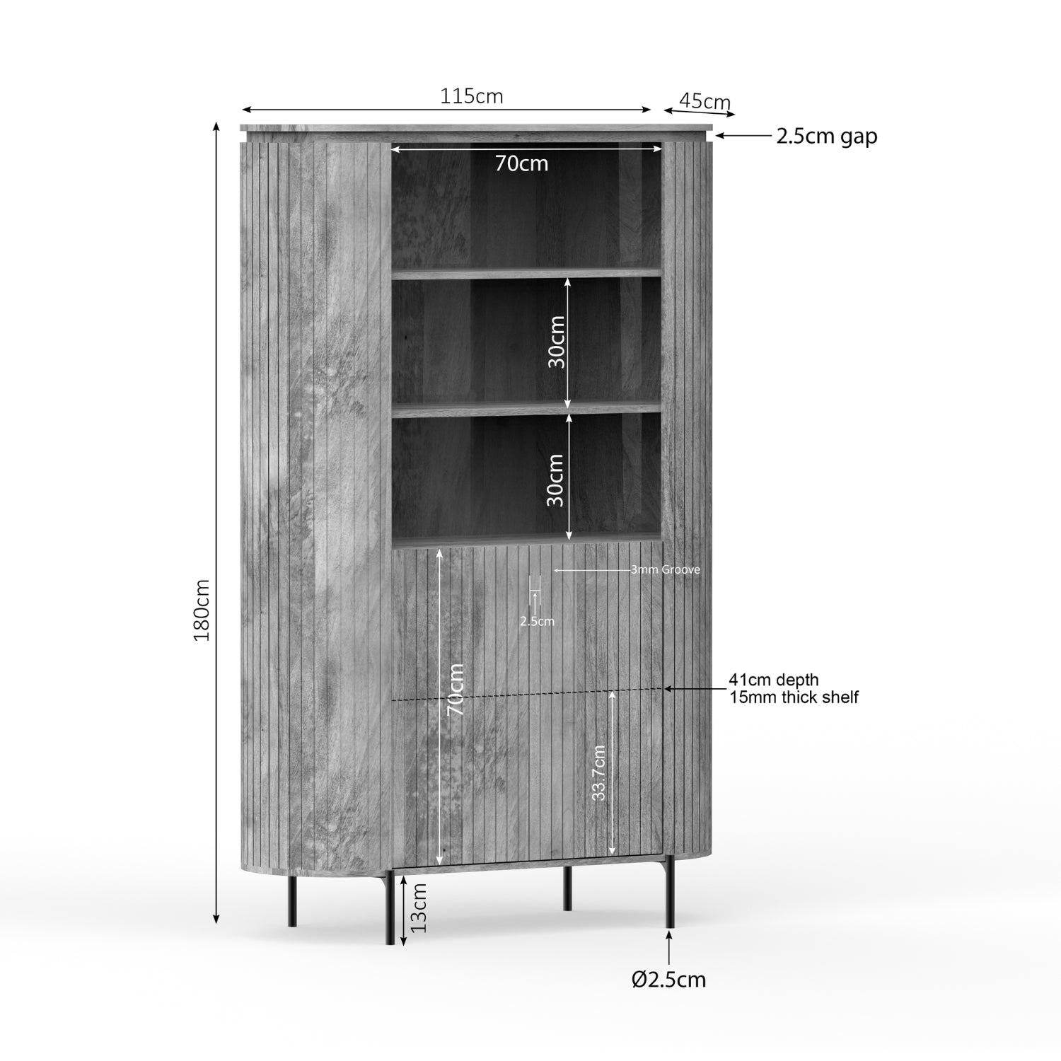 Highboard Sole | 115 cm | Taupe