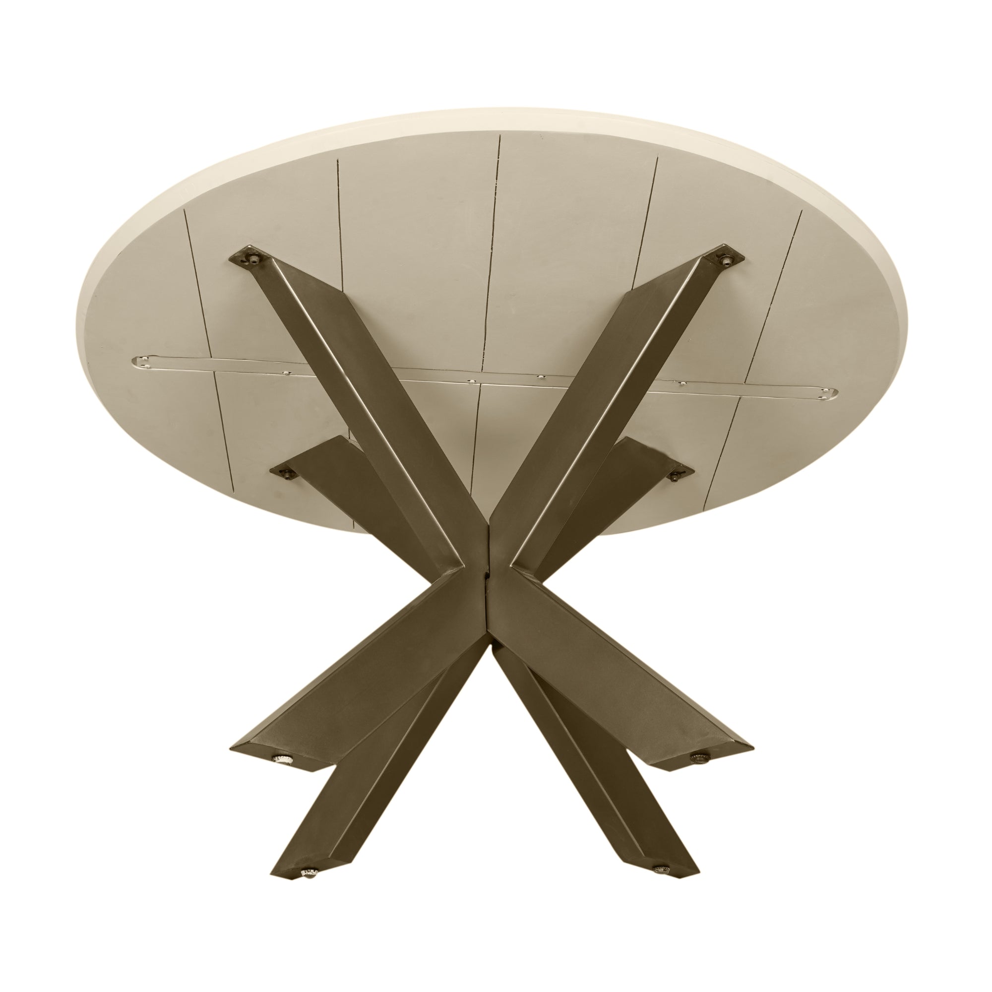 Esstisch Mandy Sand 130x130x76 cm – Mangoholz sandgestrahlt mit bronzefarbenem Gestell