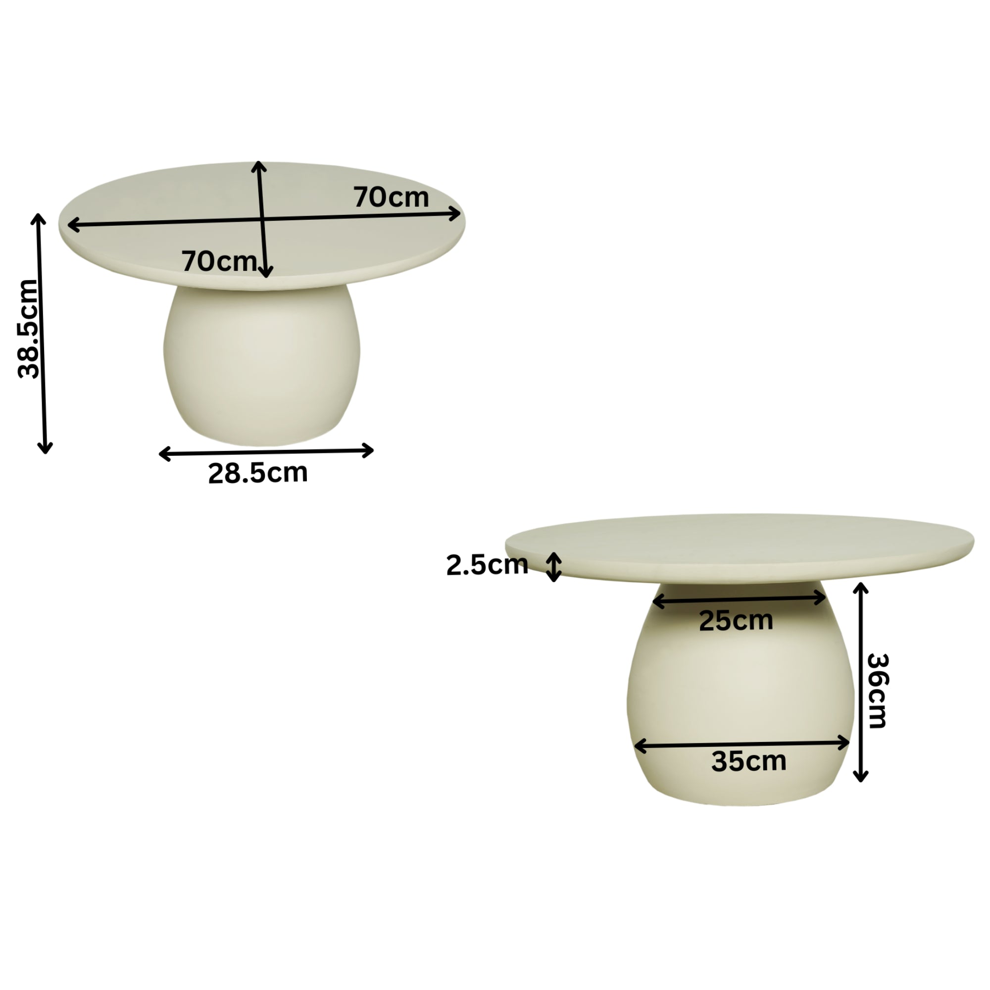 Couchtisch Meri – Mangoholz in Sand-Finish, 90 x 90 x 38 cm, modernes und einzigartiges Design