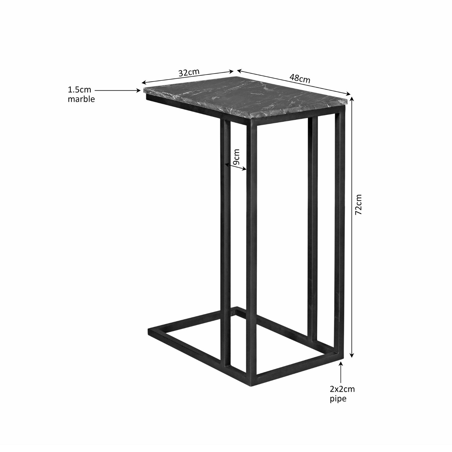 Schieberegler Marmor | Hoch | Schwarz