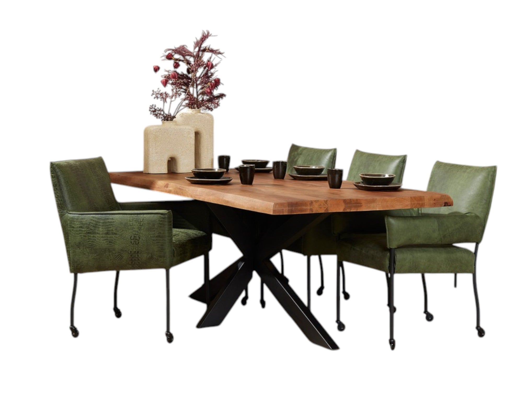 Esstisch Baltimore Schwarz–Mangoholz, 180x90 cm, Unikat mit Baumkante