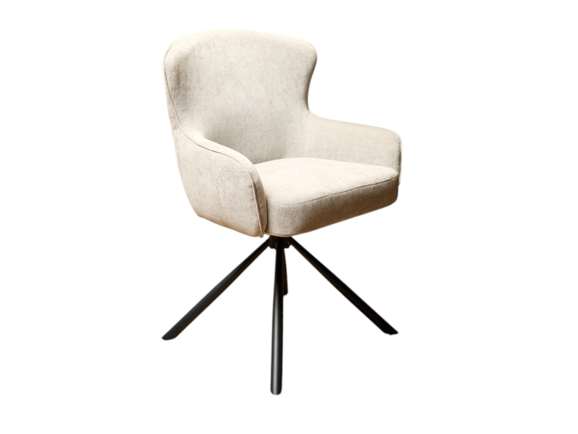 Esszimmerstuhl Hanna in Beige – Drehstuhl 62×65×89 cm mit Memory-Rückkehrfunktion, Boston-Stoff & schwarzen Metallbeinen